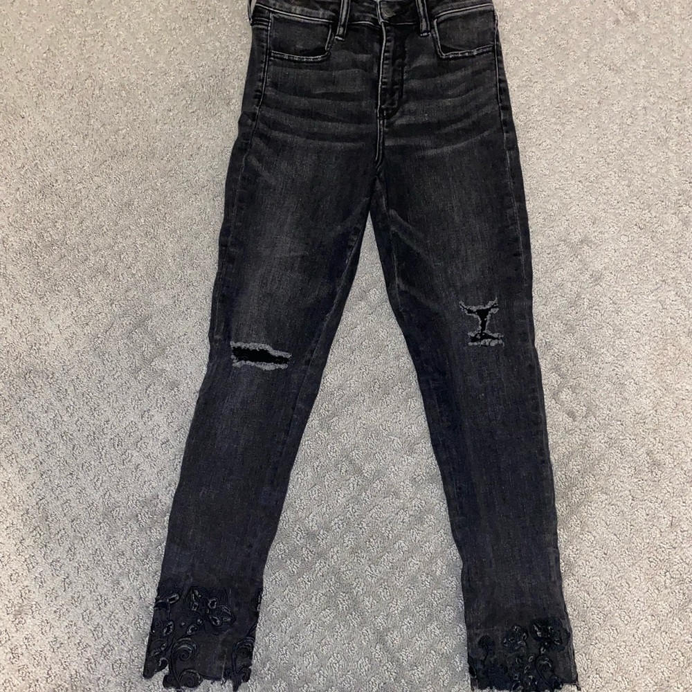 American Eagle Black Jeans with Cutout Detailing